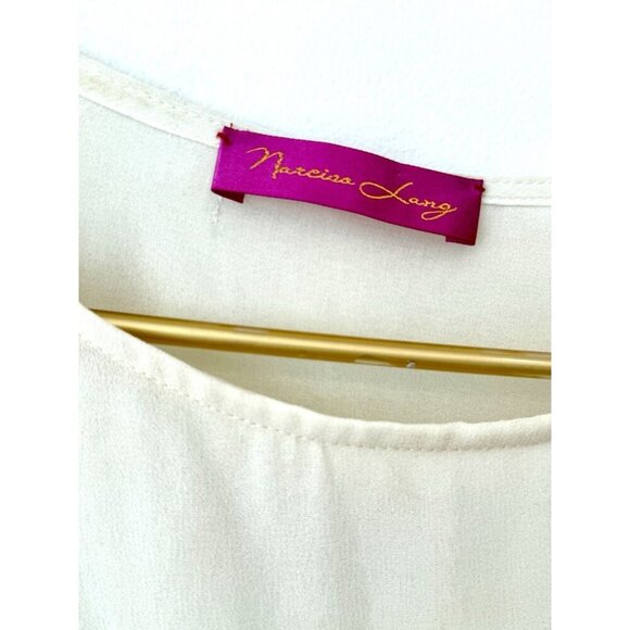 Narcisa Lang Women Ivory Sleeveless Blouse S Sequin - Picture 4 of 11